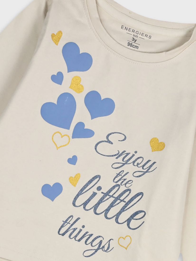 Μπλούζα βαμβακερή μακρυμάνικη με print enjoy the little things μπεζ