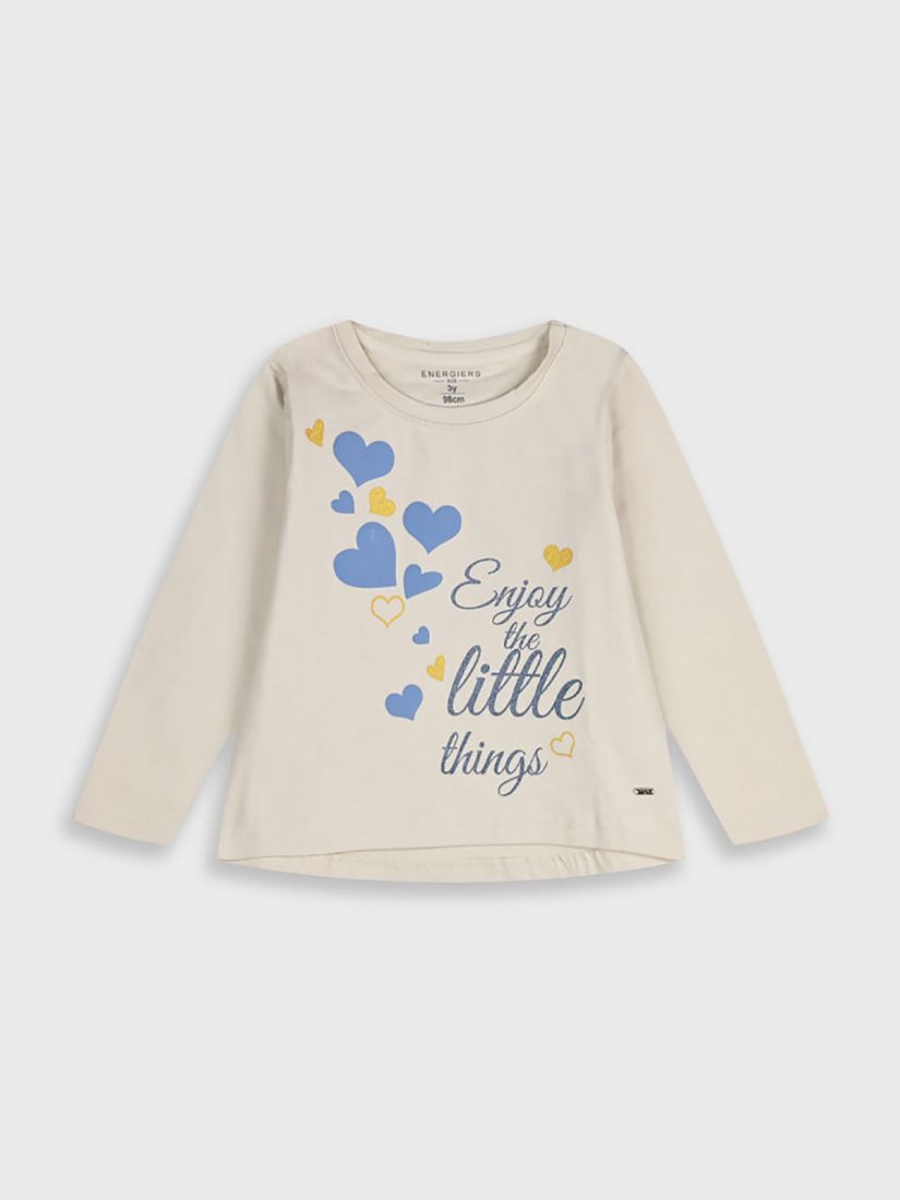 Μπλούζα βαμβακερή μακρυμάνικη με print enjoy the little things μπεζ
