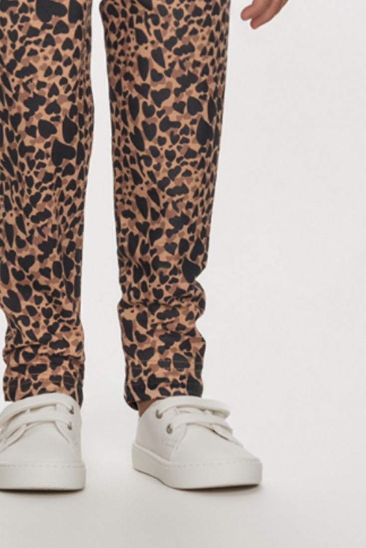 Σετ μπλούζα και κολάν με επένδυση και animal print με καρδιές καμηλό