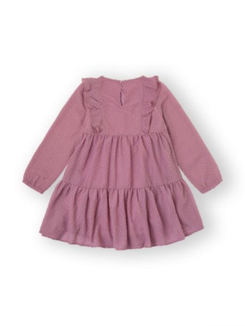 Φόρεμα ζορζέτα μονόχρωμο με βολάν ροζ