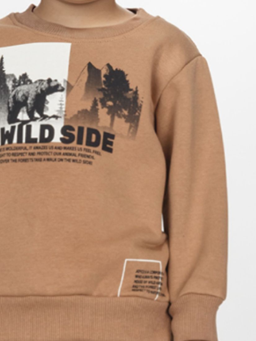 Φόρμα φούτερ με print Wild Side καφέ