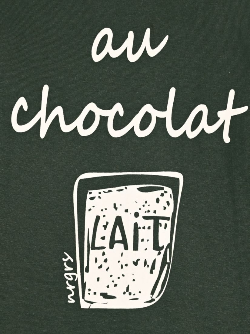 Μπλούζα βαμβακερή μακρυμάνικη με print au chocolat χακί