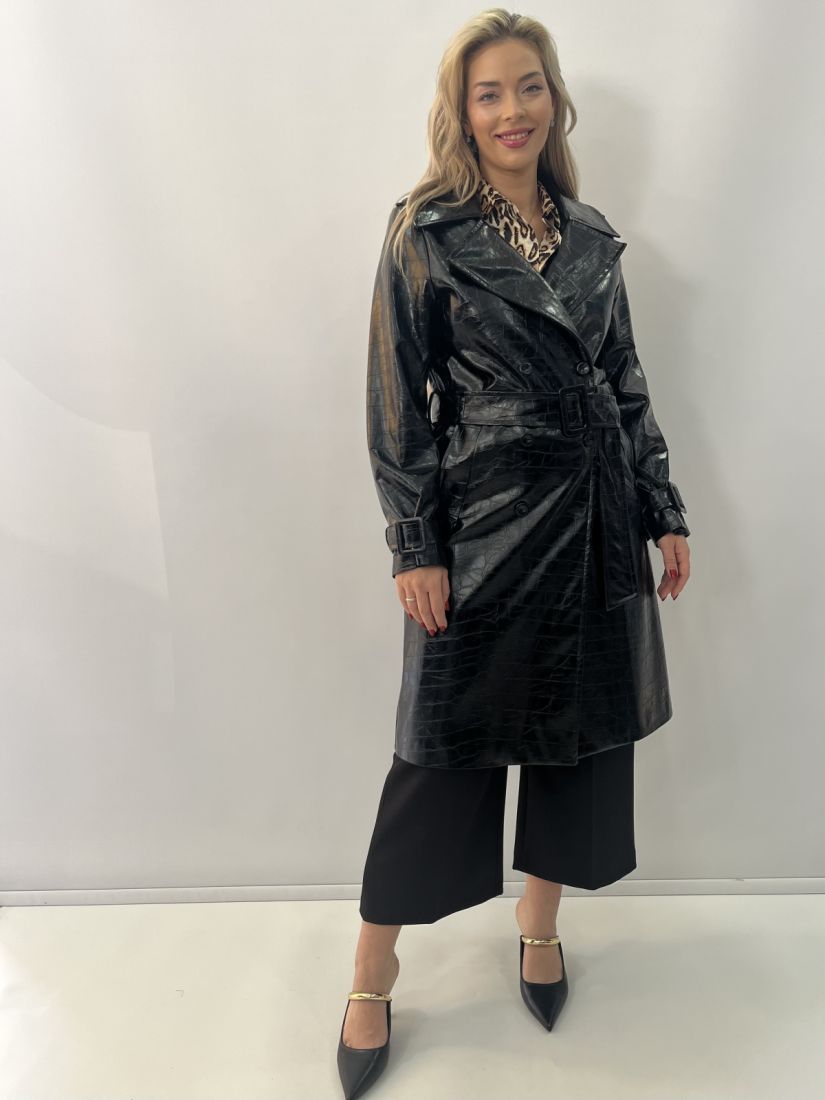 Καμπαρντίνα δερματίνη Croco μαύρο