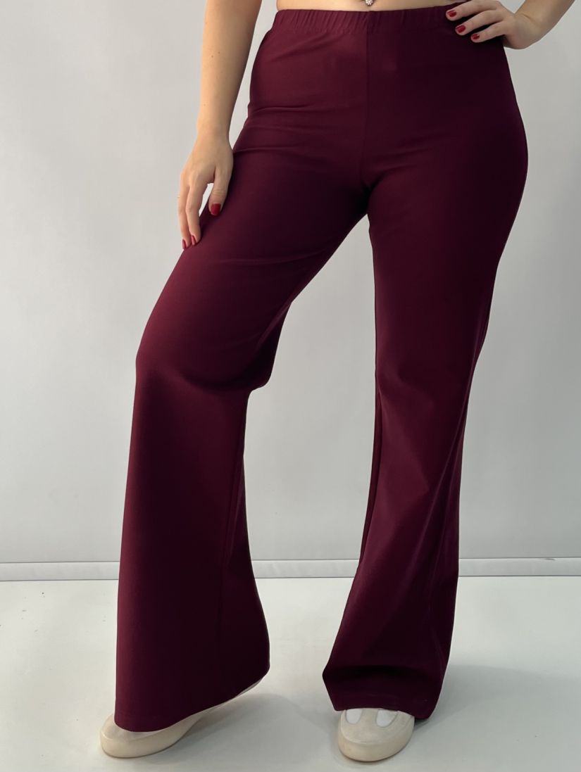 Παντελόνα καμπάνα με λάστιχο στη μέση μπορντώ