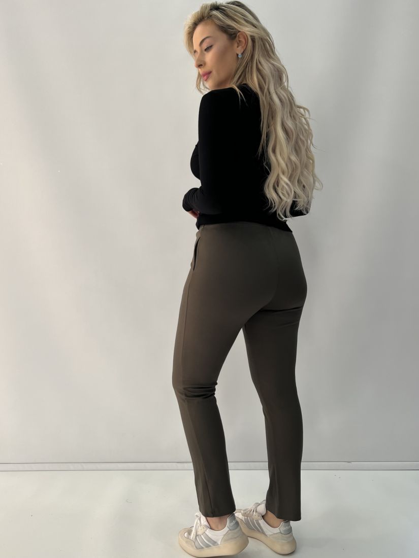 Παντελόνι διαγωνάλ ελαστικό με κουμπιά χακί