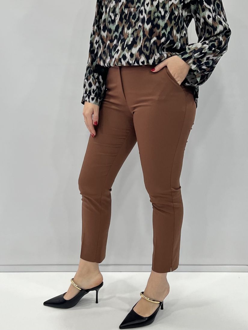 Παντελόνι chinos καπαρντίνα με ζώνη  καφέ