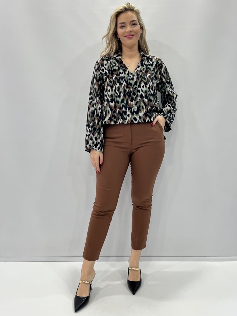 Παντελόνι chinos καπαρντίνα με ζώνη  καφέ