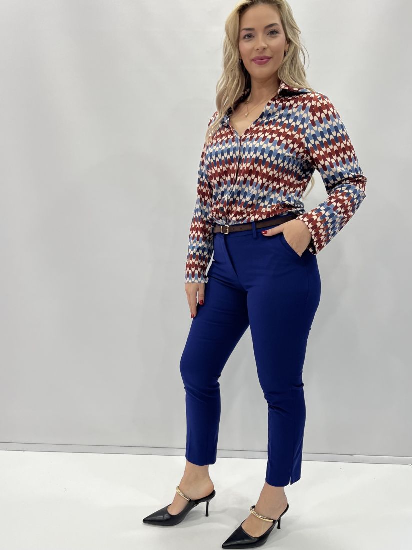 Παντελόνι chinos καπαρντίνα με ζώνη  μπλε ρουά