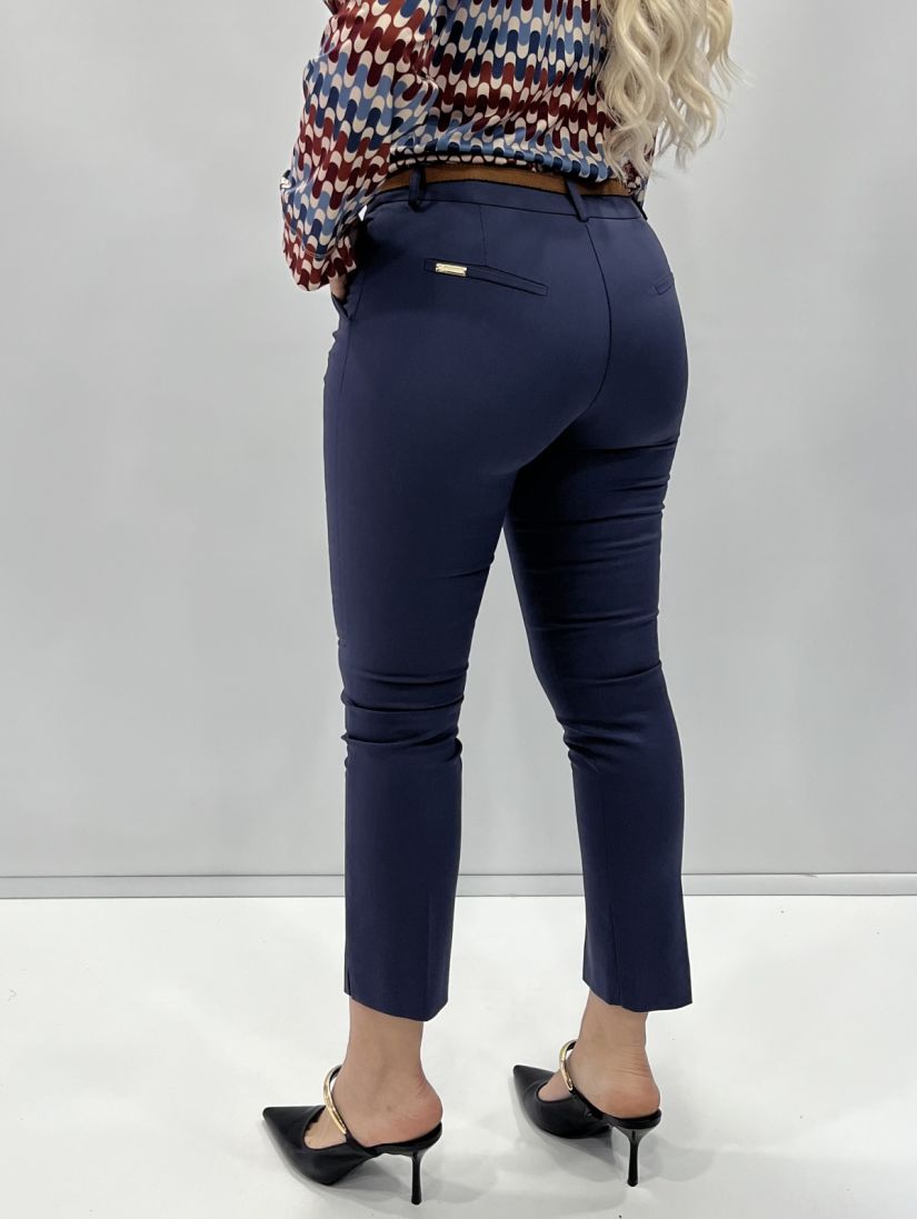 Παντελόνι chinos καπαρντίνα με ζώνη  μπλε