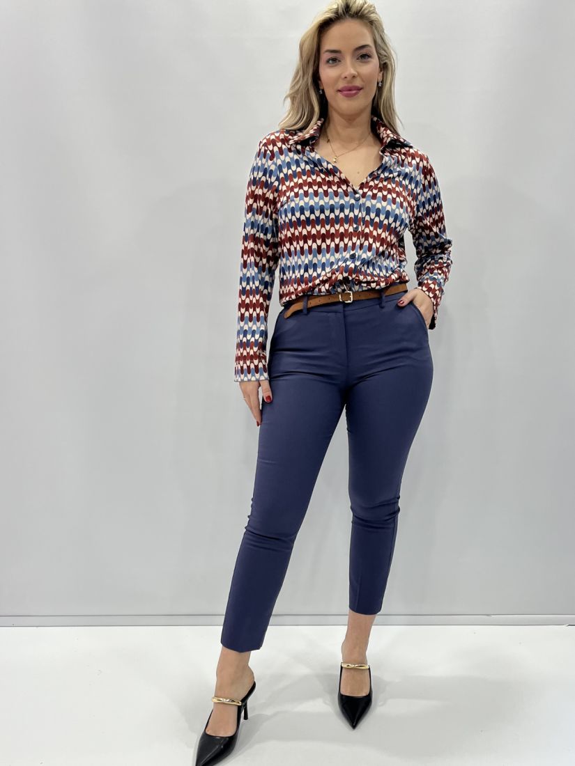 Παντελόνι chinos καπαρντίνα με ζώνη  μπλε