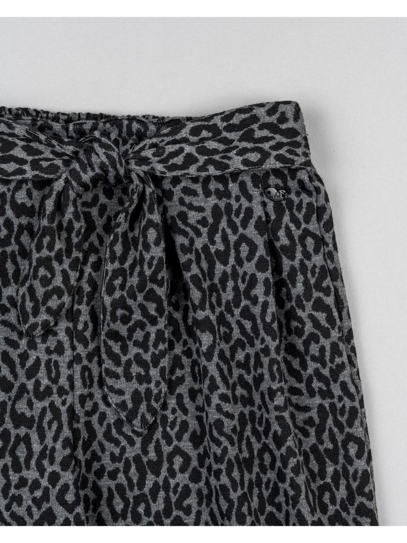 Παντελόνα ζιπ κιλότ animal print βαμβακερή με ζώνη μαύρο