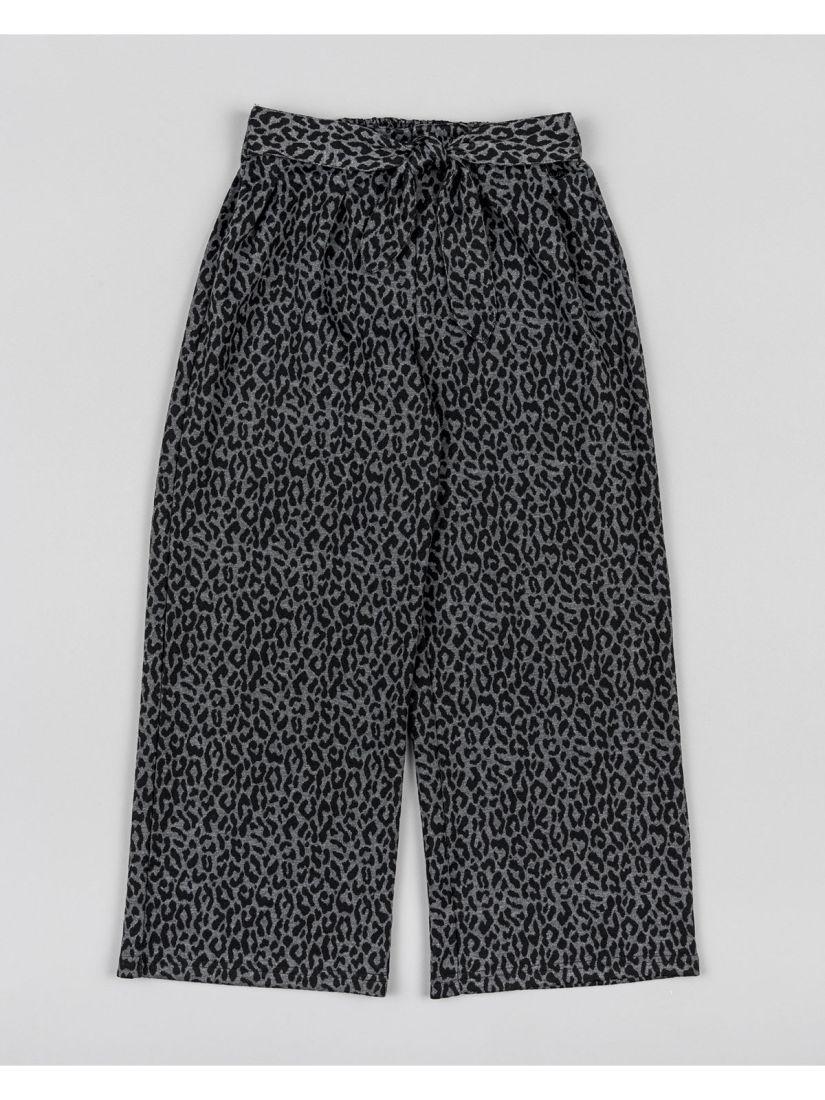 Παντελόνα ζιπ κιλότ animal print βαμβακερή με ζώνη μαύρο
