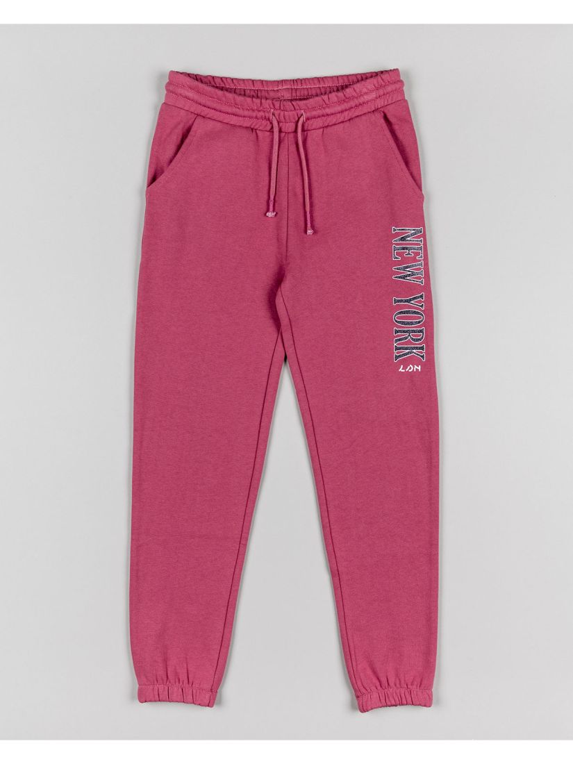 Παντελόνι φόρμας με glitter print New York σάπιο μήλο