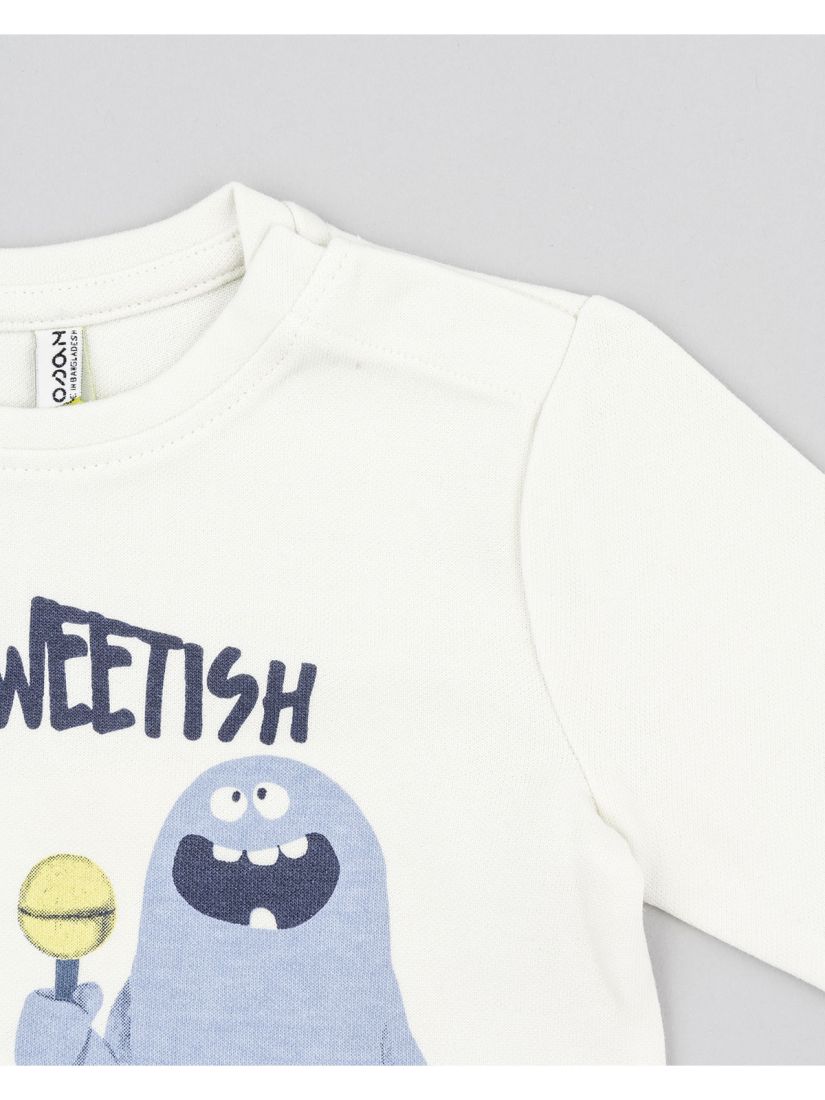 Μπλούζα μακρυμάνικη βρεφική με print sweetish urban monsters εκρού