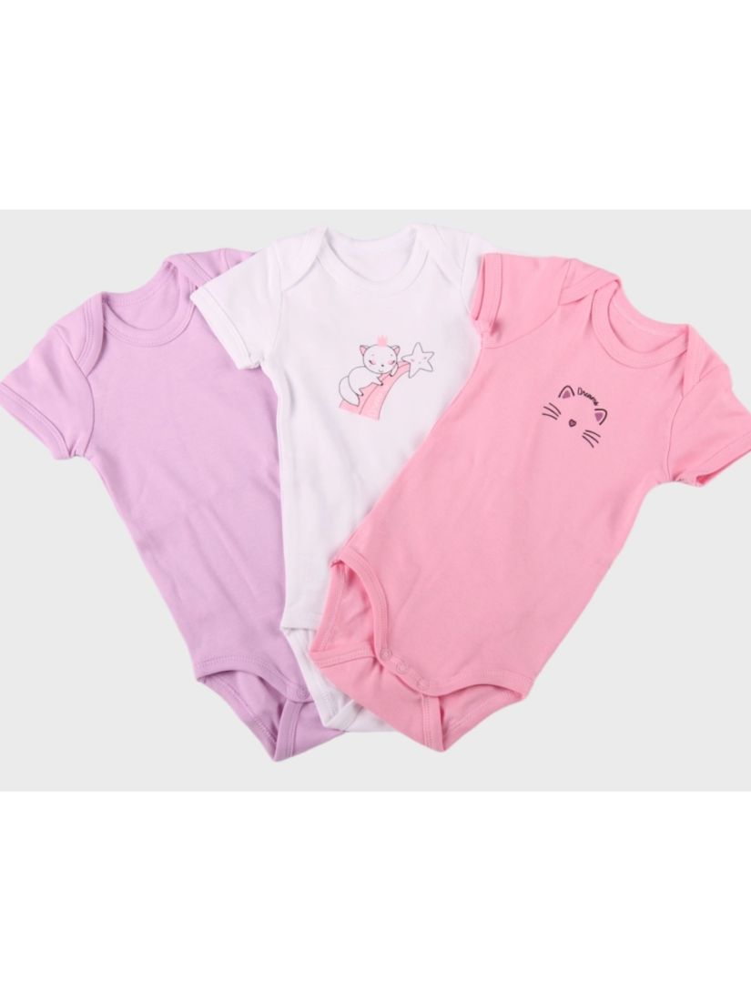 Ζιπουνάκια τριάδα βαμβακερά κοντομάνικα σε διάφορα σχέδια κορίτσι λιλά