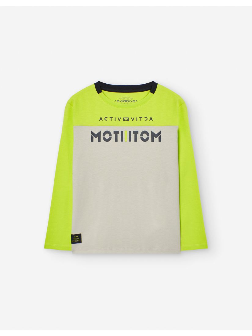 Μπλούζα μακρυμάνικη βαμβακερή με print LSN λαχανί