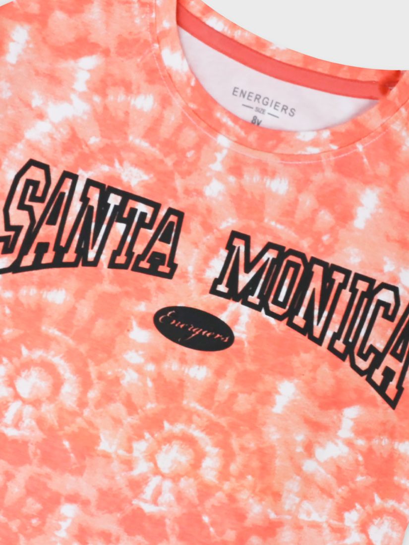 Σετ τοπ και ποδηλατικό κολάν με print Santa Monica κοραλί