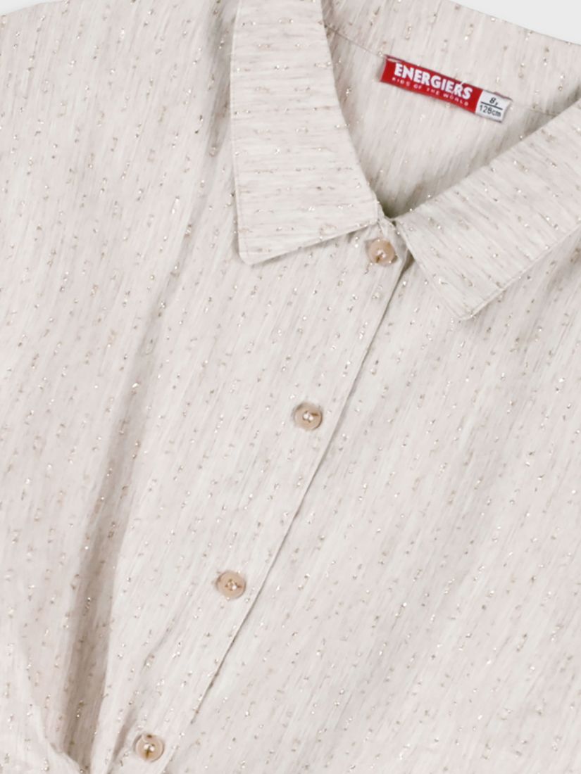 Σετ πουκάμισο με χρυσοκλωστή και σορτς μπεζ