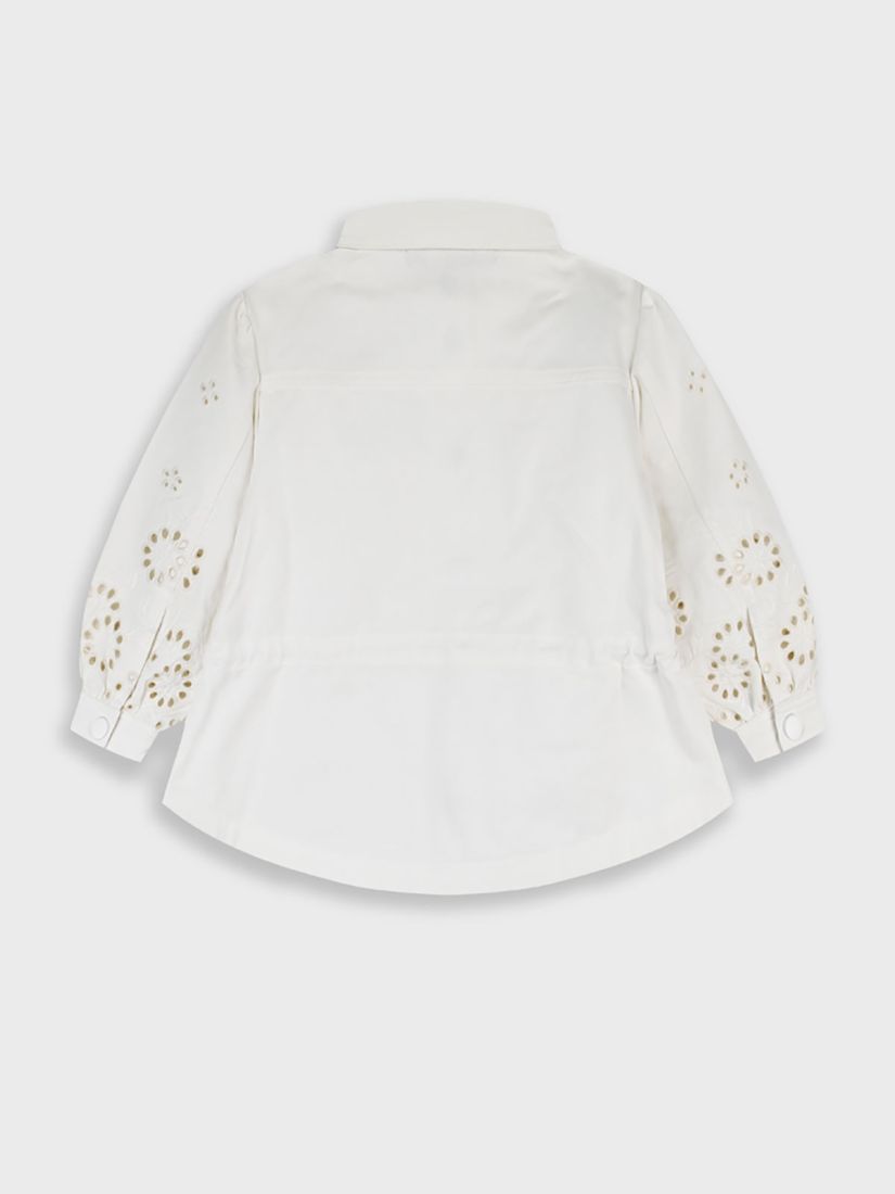 Τζιν τζάκετ με κέντημα λουλούδια μπεζ