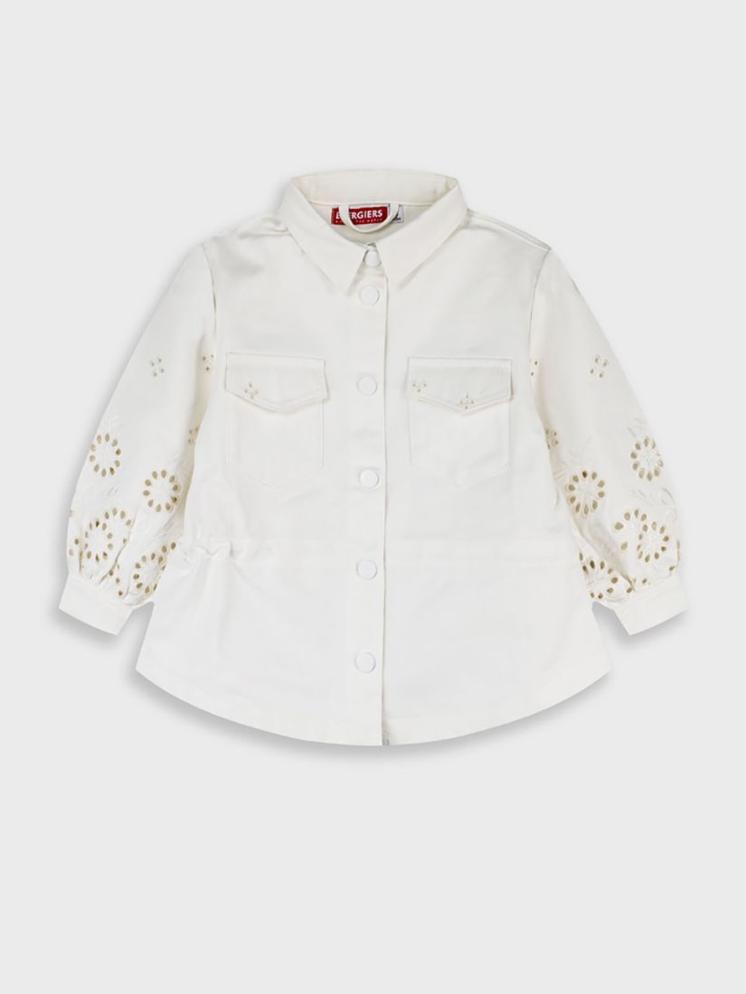 Τζιν τζάκετ με κέντημα λουλούδια μπεζ