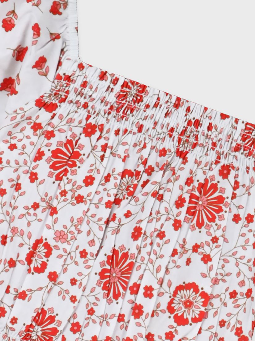 Τοπ φλοράλ με λάστιχο στο τελείωμα κόκκινο