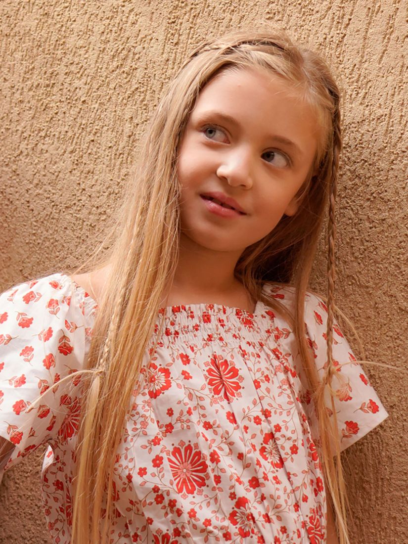 Τοπ φλοράλ με λάστιχο στο τελείωμα κόκκινο