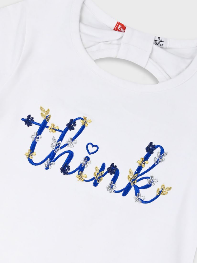 Μπλούζα εξώπλατη με κέντημα think λευκό