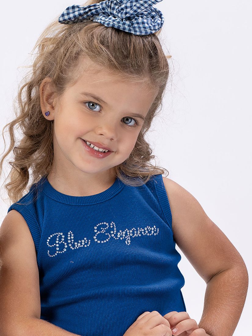 Τοπ μονόχρωμο με στρας μπλε