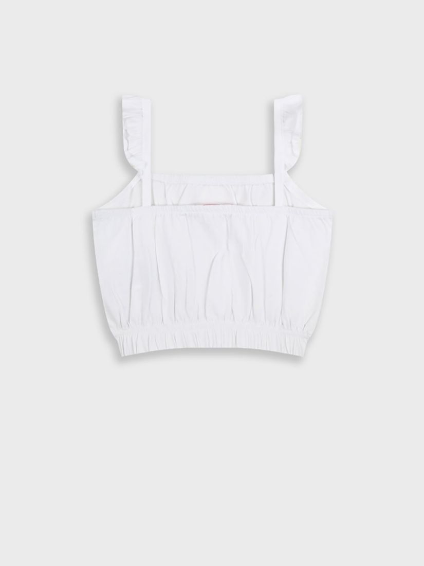 Τοπ μονόχρωμο βαμβακερό με βολάν λευκό