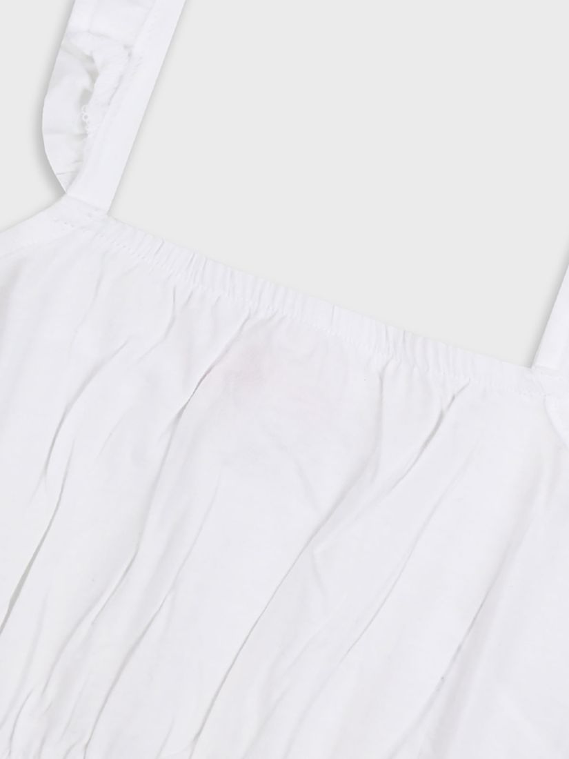 Τοπ μονόχρωμο βαμβακερό με βολάν λευκό