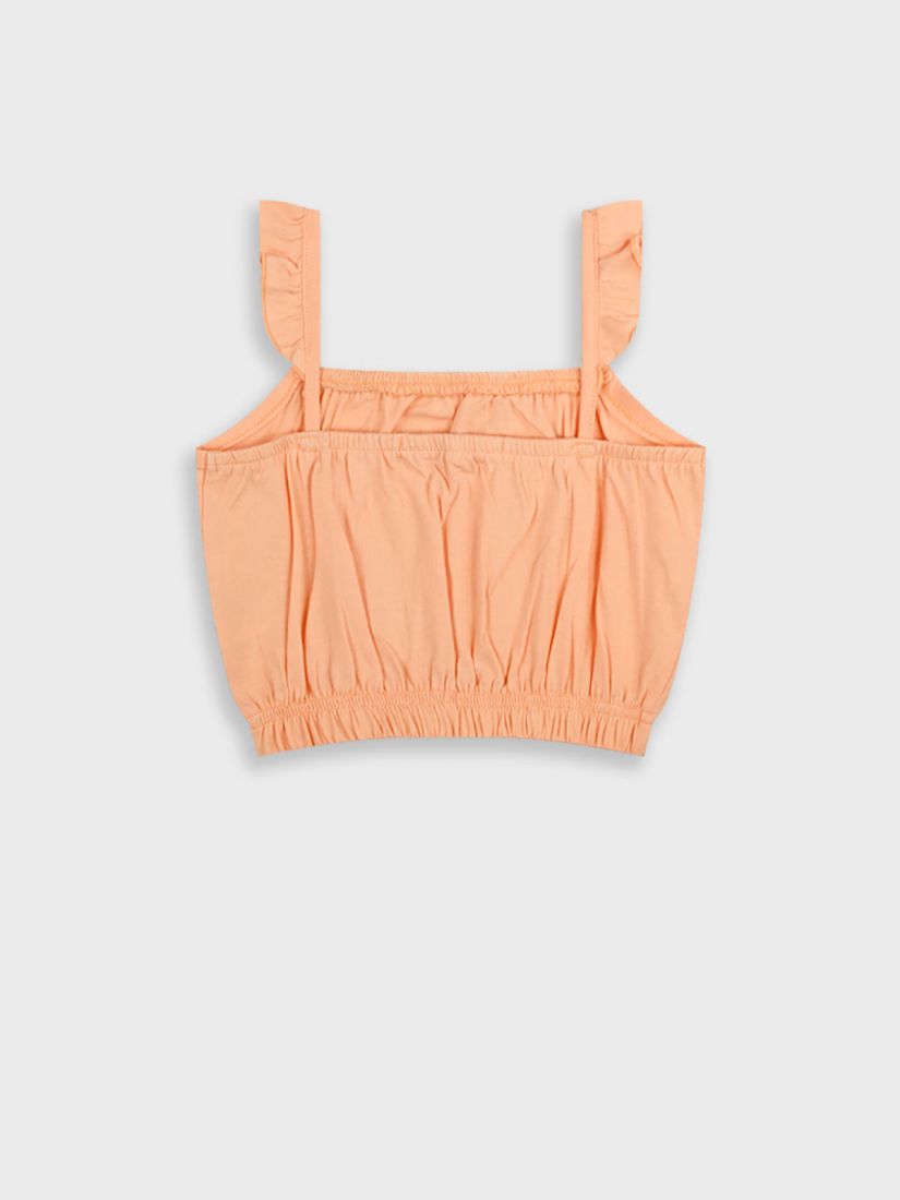 Τοπ μονόχρωμο βαμβακερό με βολάν peach