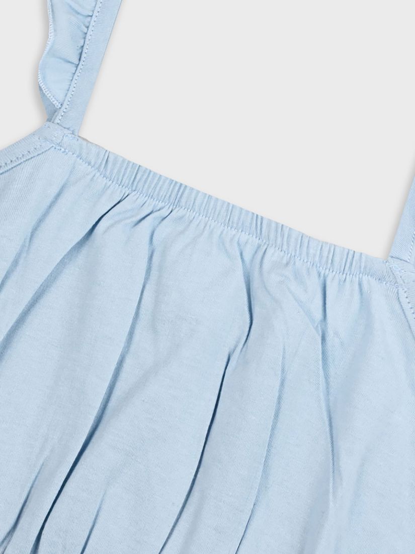 Τοπ μονόχρωμο βαμβακερό με βολάν γαλάζιο