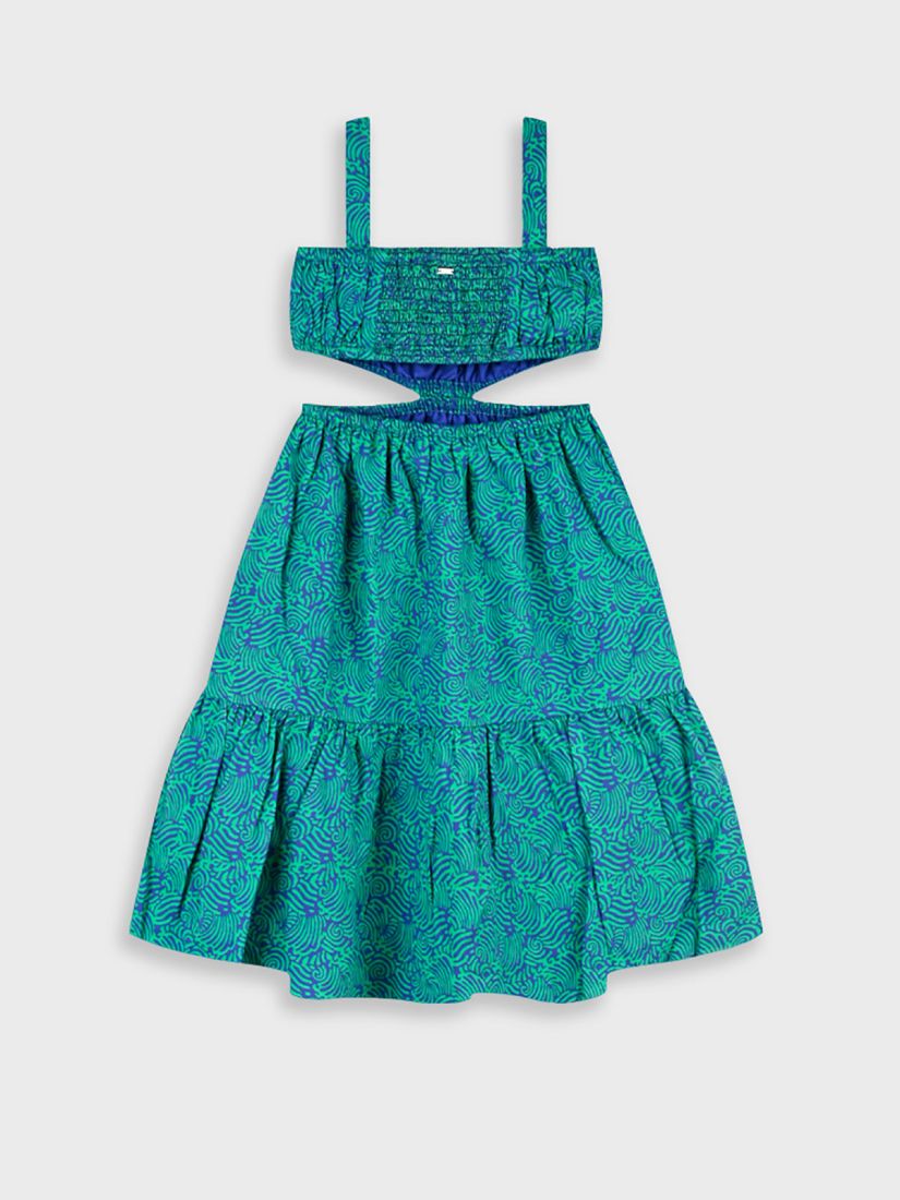 Φόρεμα με γεωμετρικά σχέδια και άνοιγμα στο πλάι πράσινο