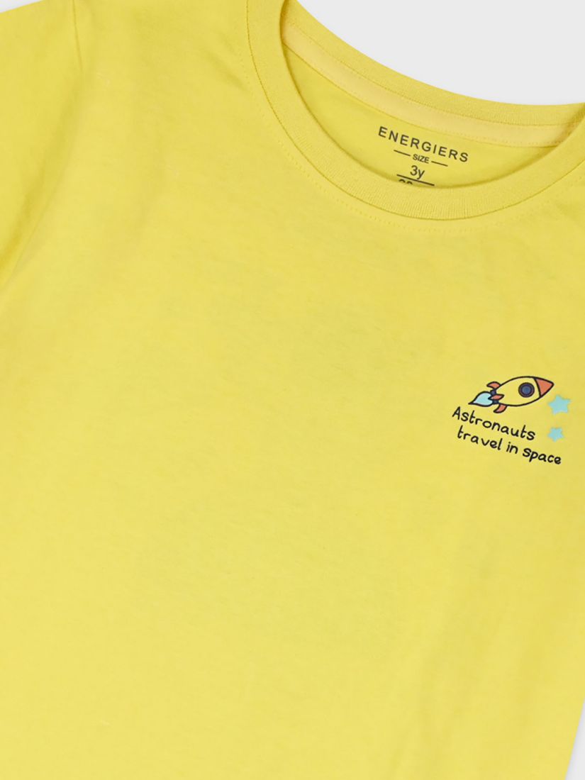 Σετ βαμβακερό με print astronauts travel in space κίτρινο