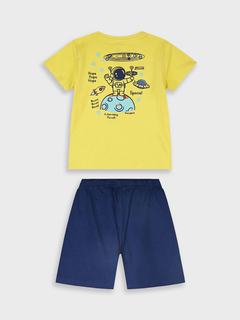 Σετ βαμβακερό με print astronauts travel in space κίτρινο