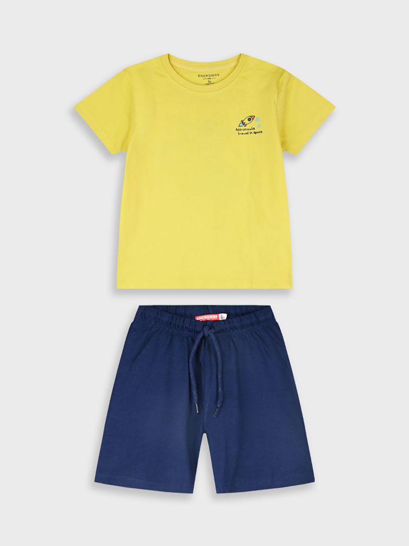 Σετ βαμβακερό με print astronauts travel in space κίτρινο