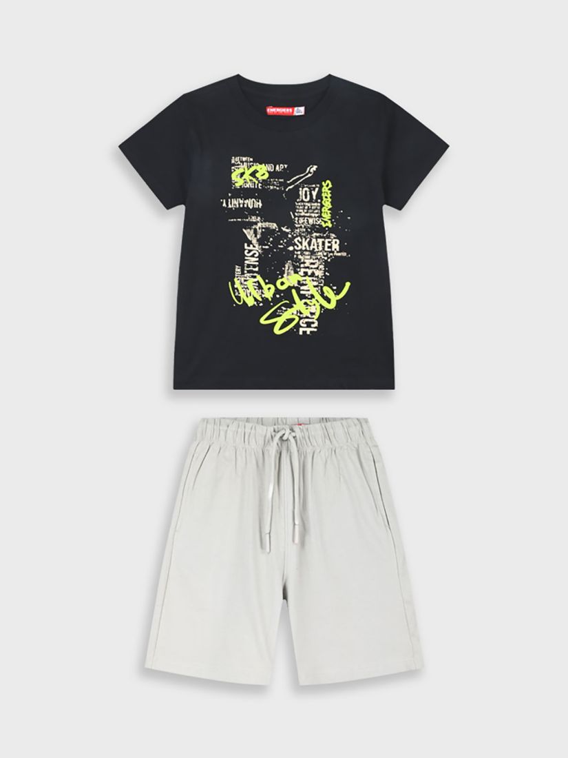 Σετ βαμβακερό με print energier's skater ανθρακί