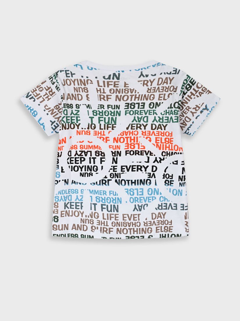 Μπλούζα κοντομάνικη ριγέ με print keep it fun βανίλια