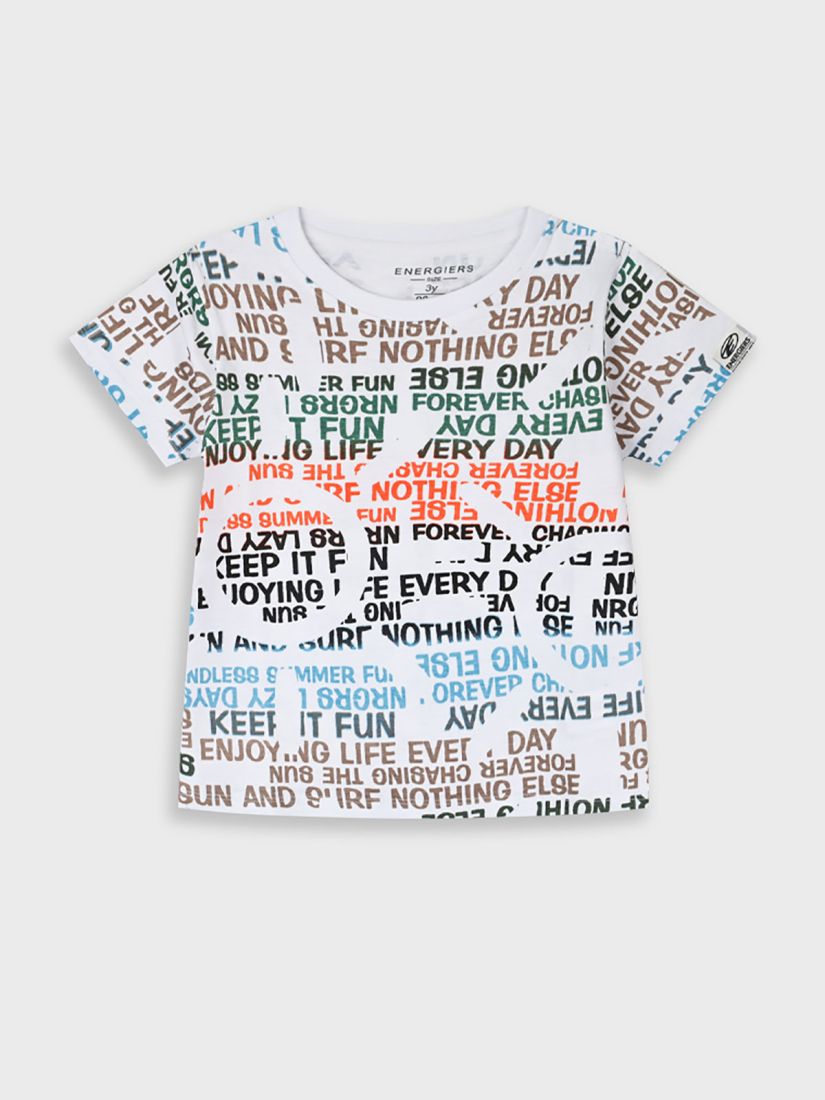 Μπλούζα κοντομάνικη ριγέ με print keep it fun βανίλια