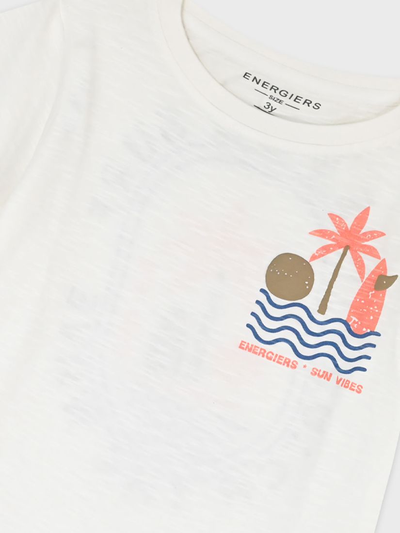 Μπλούζα κοντομάνικη ριγέ με print time for surf βανίλια