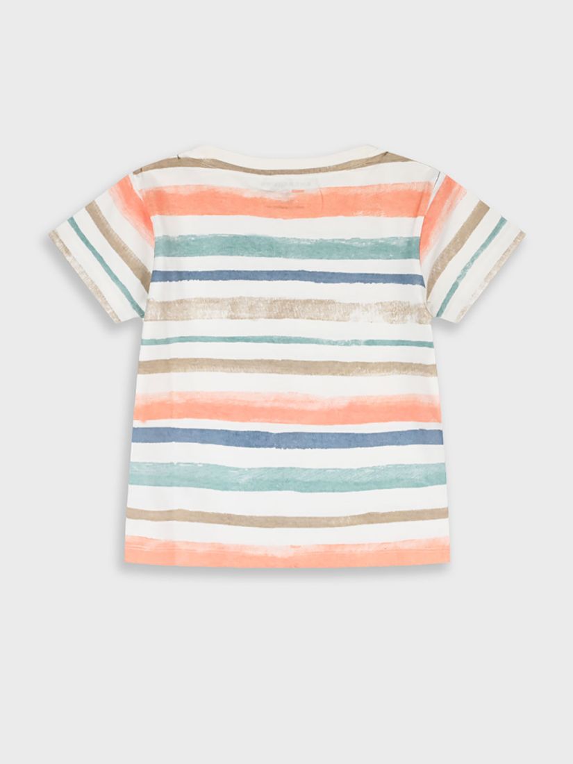 Μπλούζα κοντομάνικη ριγέ με print sun vibes πορτοκαλί