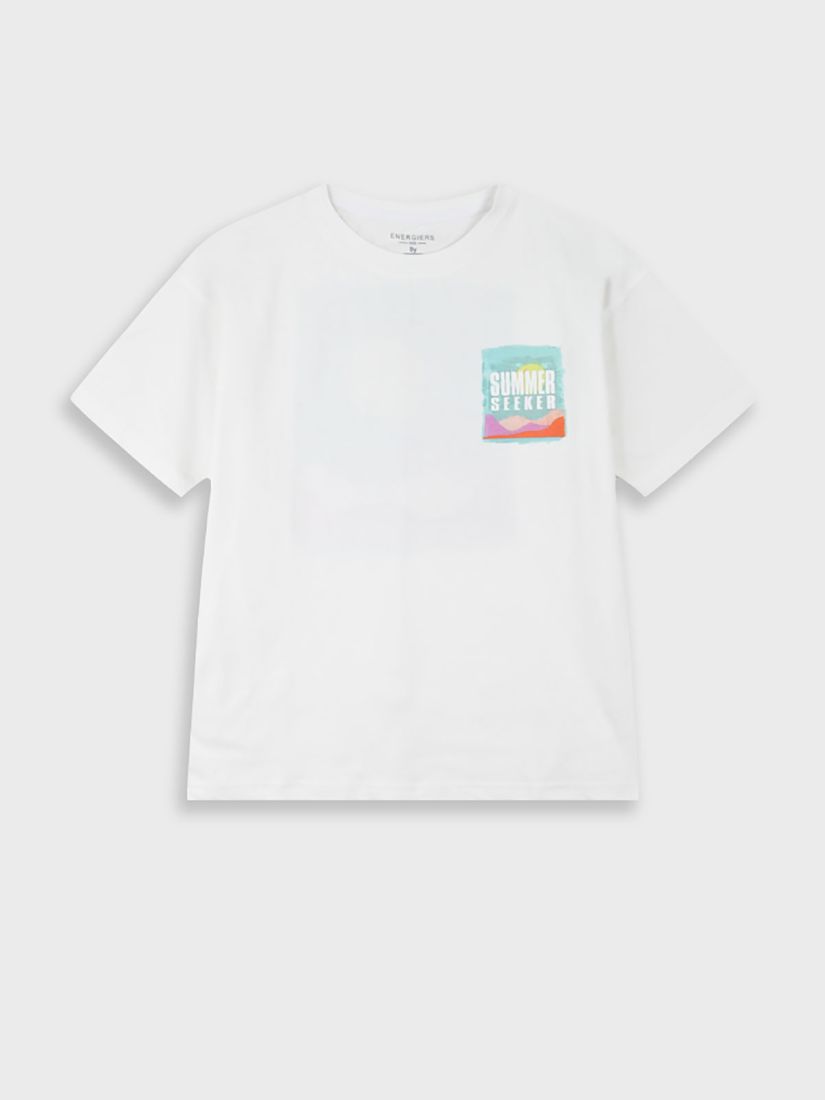 Μπλούζα κοντομάνικη βαμβακερή με print Summer Seeker λευκό