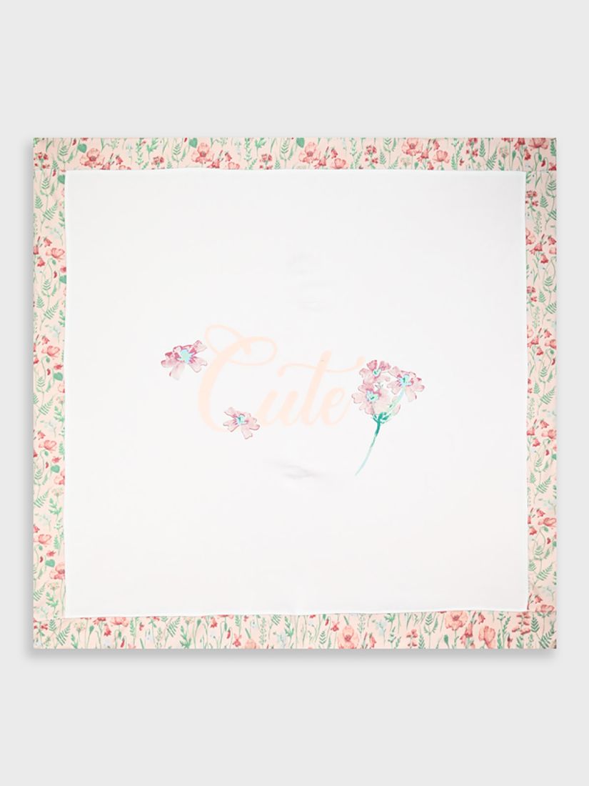 Κουβέρτα βαμβακερή με print λουλούδια ροζ