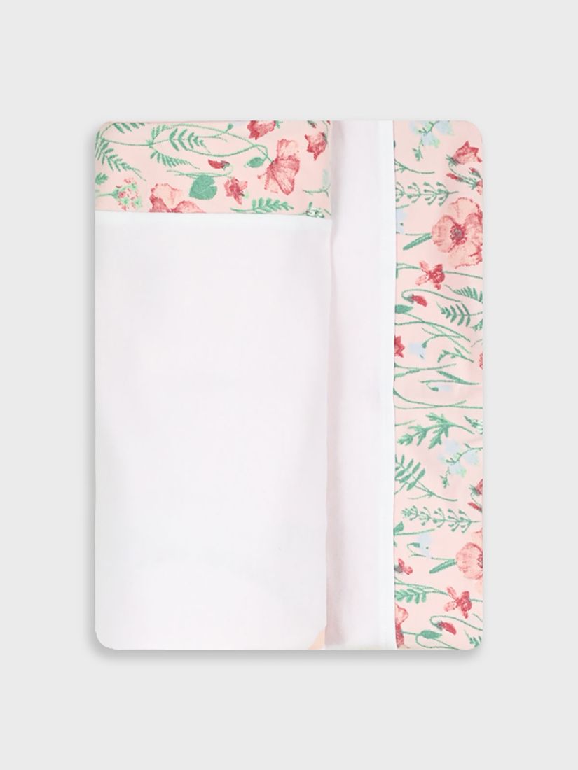 Κουβέρτα βαμβακερή με print λουλούδια ροζ