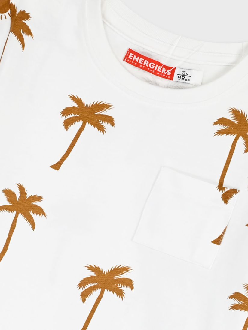 Σετ μπλούζα με print φοίνικες και cargo βερμούδα καφέ