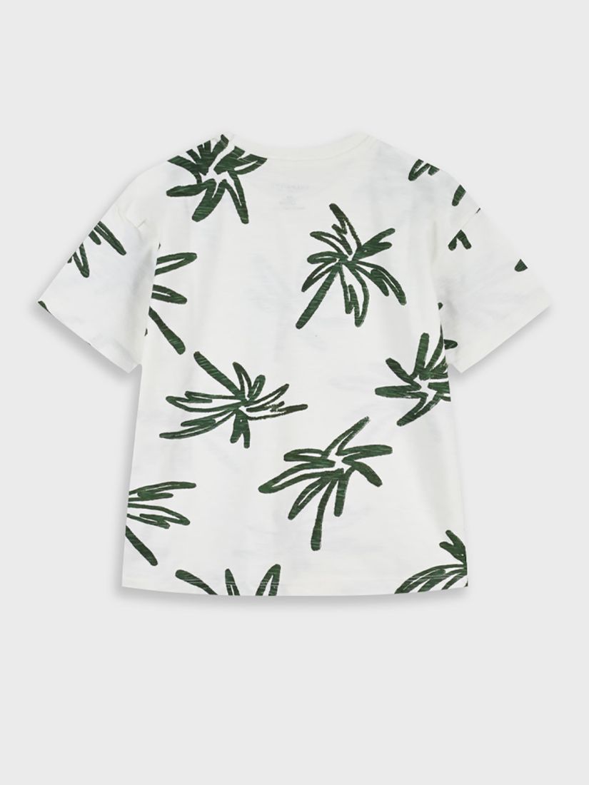 Μπλούζα κοντομάνικη dusty με print φοινίκες εκρού