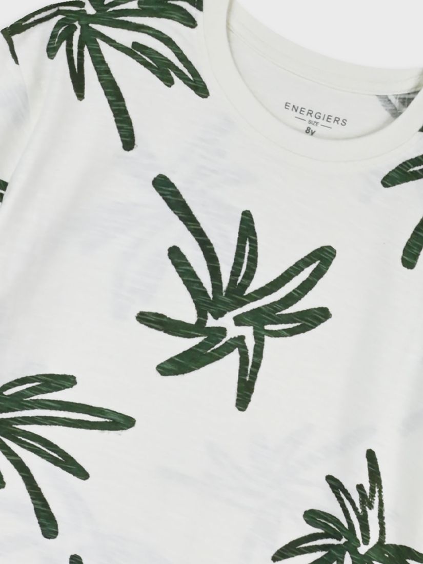 Μπλούζα κοντομάνικη dusty με print φοινίκες εκρού