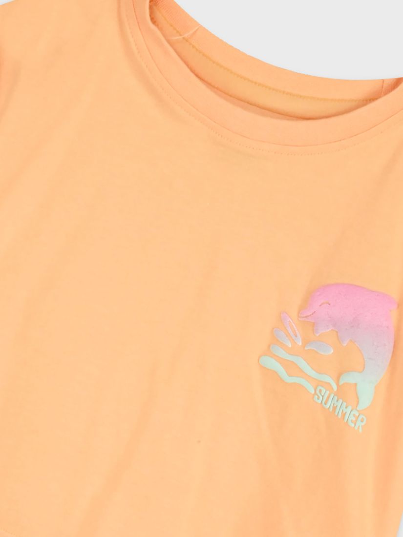 Σετ κροπ τοπ και βερμουδάκι με print summer peach