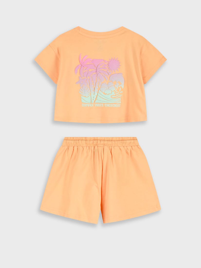 Σετ κροπ τοπ και βερμουδάκι με print summer peach