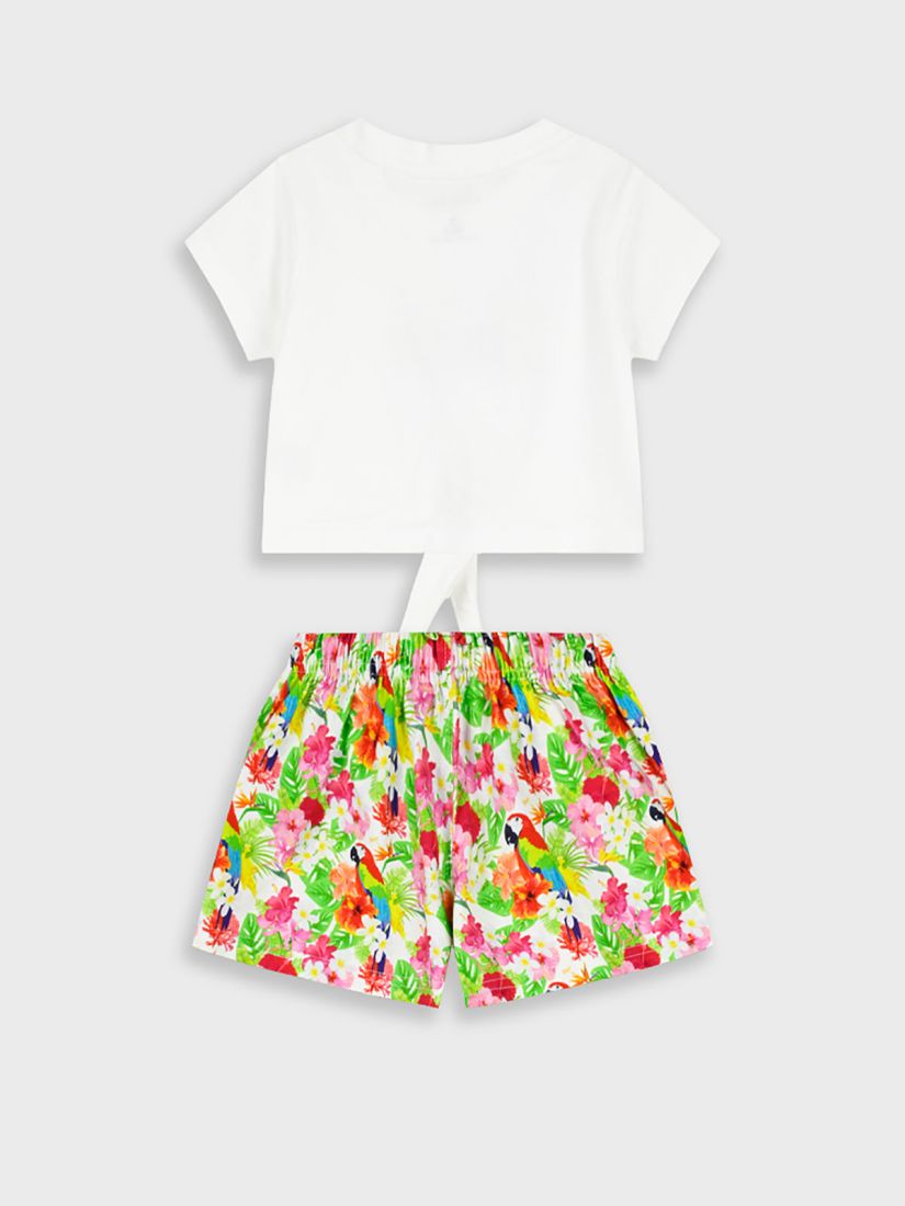 Σετ μπλούζα με δέσιμο και στρας και εμπριμέ σορτς πράσινο